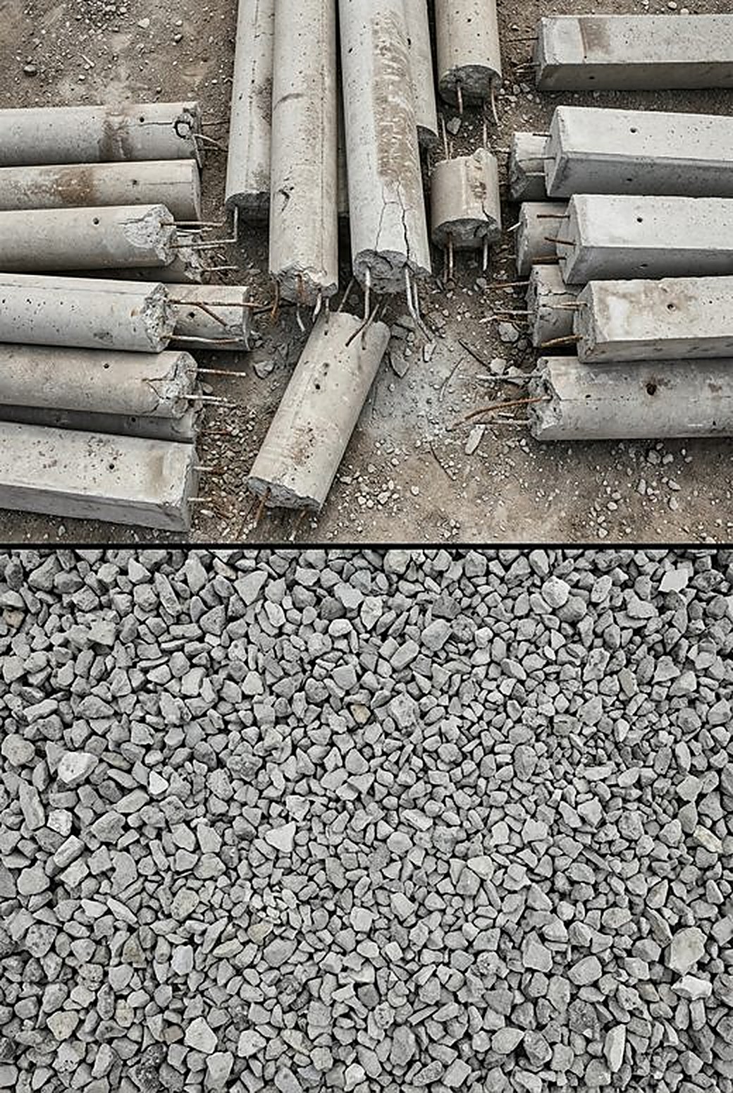 Poles & Columns — before and after processing with VANROCK attachments